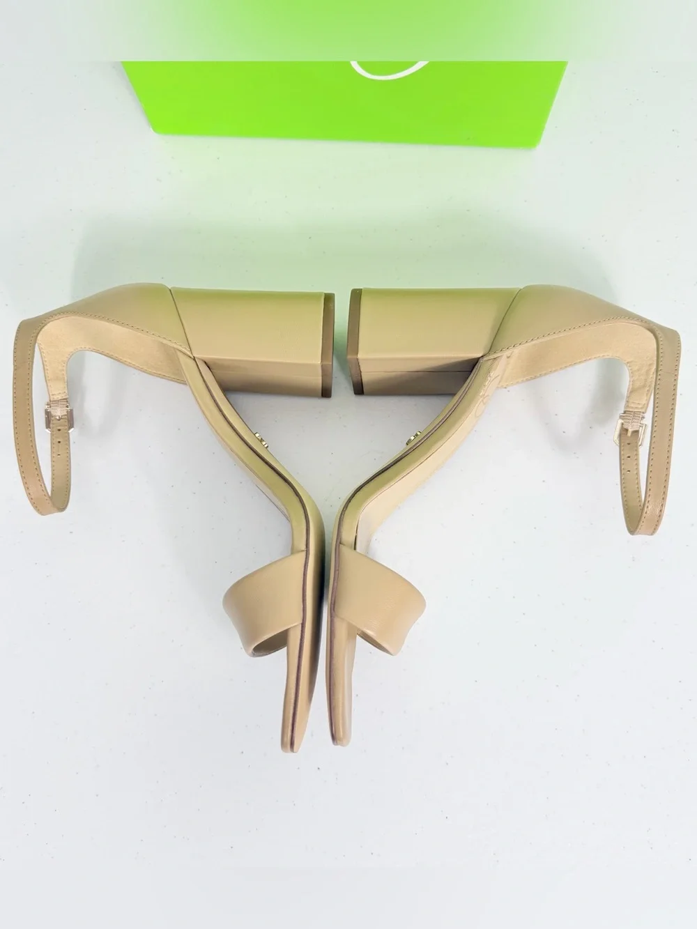 Sam Edelman Daniella Block Heel Sandal 8M Soft Beige Nude Leather Matte